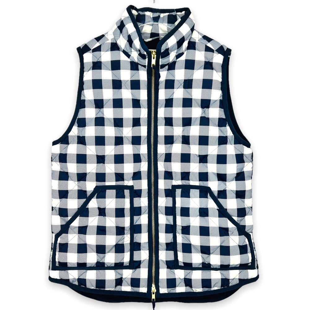J. Crew | Cream & Navy  Down Quilted Puffer Vest Size Small